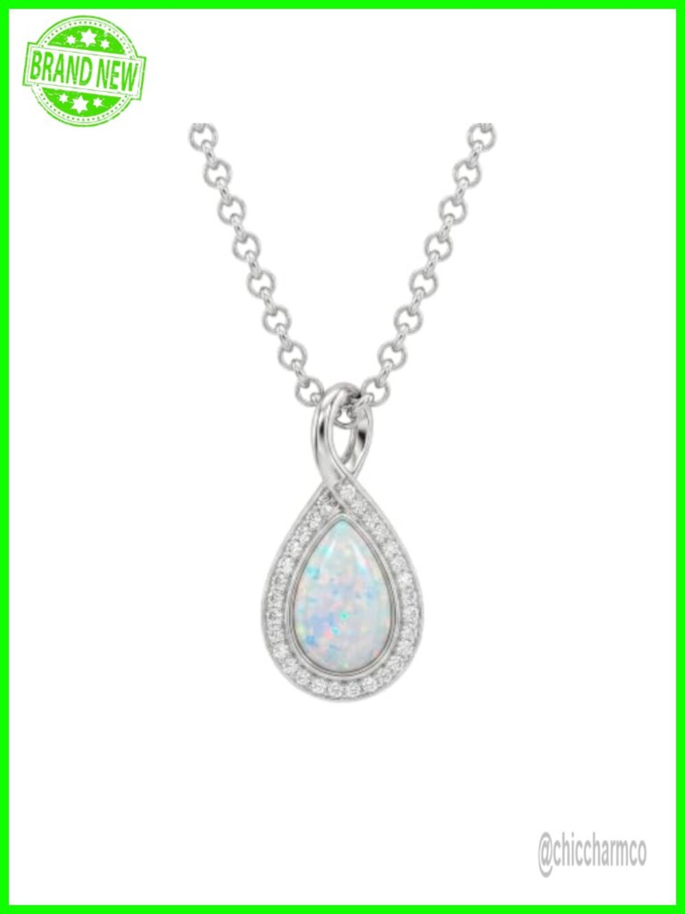 925 Sterling Silver Opal Teardrop Infinity Pendant Necklace Dainty Jewelry Gift